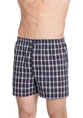 Stafford 4 Pack Woven Cotton Boxers (Small, Black Plaid) at  Men's  Clothing store
