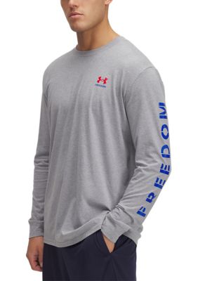 Under Armour Men's Freedom Flag Long Sleeve T-Shirt, Gray, 2XL