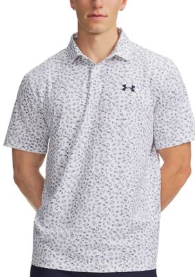 Under Armour Big & Tall Men's Matchplay Printed Polo, White, 3XL Tall