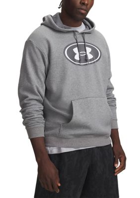 Under Armour Big & Tall Men's Rival Fleece Branded Hoodie, Gray, 2XL Tall