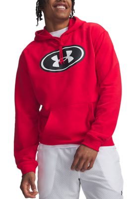 Under Armour Big & Tall Men's Rival Fleece Branded Hoodie, Red, 3XL Tall