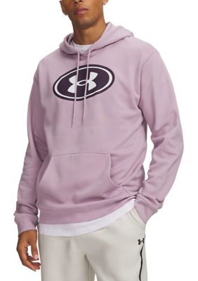 Under Armour Big & Tall Men's Rival Fleece Branded Hoodie, Pink, 2XL Tall