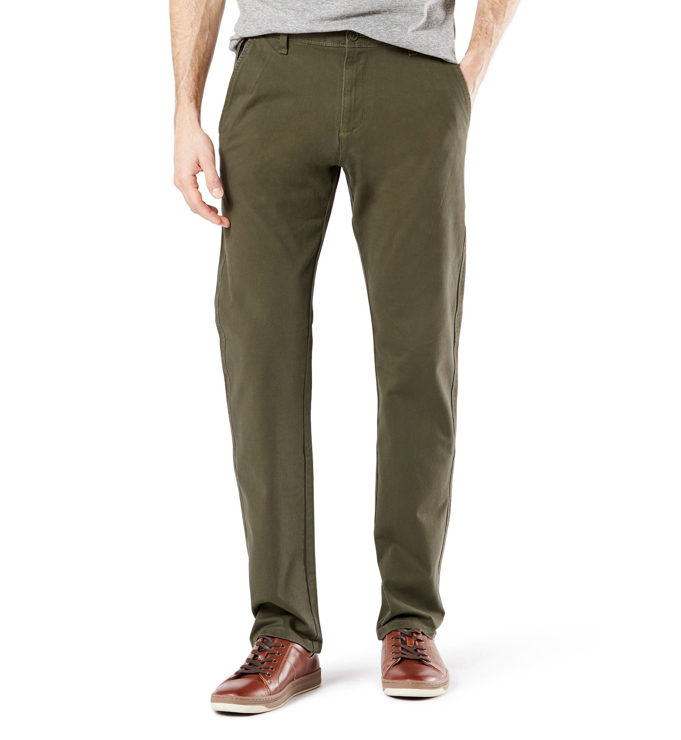 Mens Ultimate 360 Slim Army Olive Chino Pants