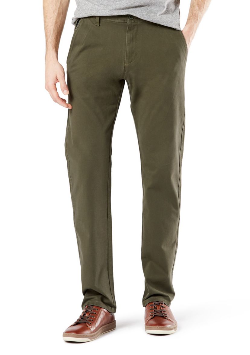 Mens Ultimate 360 Slim Army Olive Chino Pants