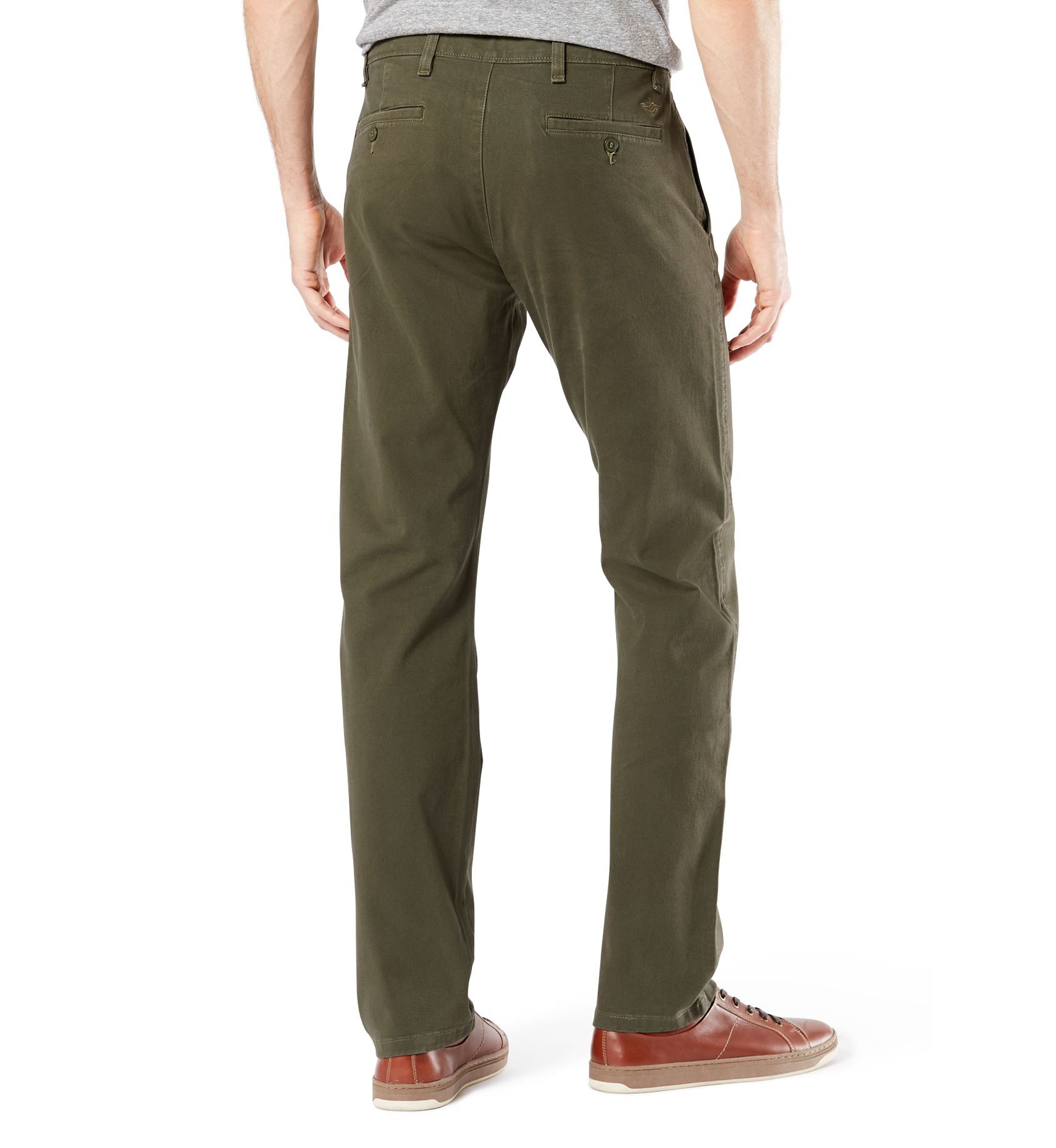 Mens Ultimate 360 Slim Army Olive Chino Pants