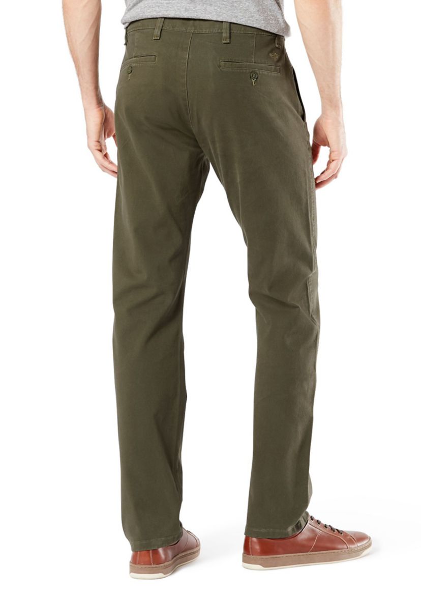 Mens Ultimate 360 Slim Army Olive Chino Pants