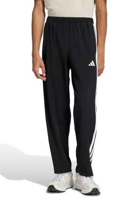 adidas Men's 3 Stripes Regular Fit Snap Woven Track Pant, Black, Small