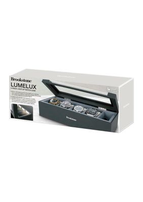 Brookstone Men's Light Up 4 Piece Watch Storage Case, Black