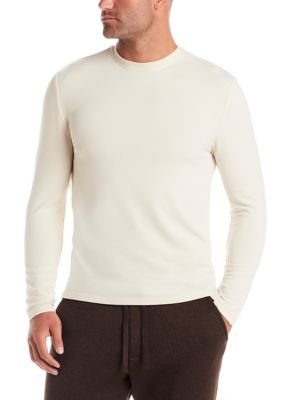 Vintage & Black Men's Long Sleeve Crew Neck Shirt, Ivory, XL Regular