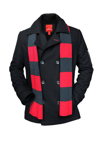 Izod Mens Big and Tall Big & Tall Double Breasted Wool Peacoat 