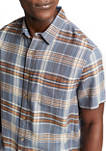 Short Sleeve Woven Plaid Button Up Shirt 