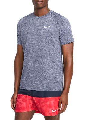 Nike Men's Heather Short Sleeve Hydroguard Swim T-Shirt, Navy Blue, Medium