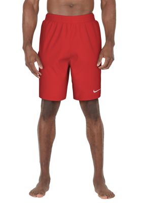 Nike Men's Swim Breaker Tossed Swoosh 9" Swim Trunks, Red, Small