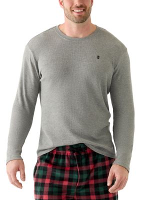IZOD Men's Big & Tall Waffle Long Sleeve Sleep Shirt, Grey, 3XL