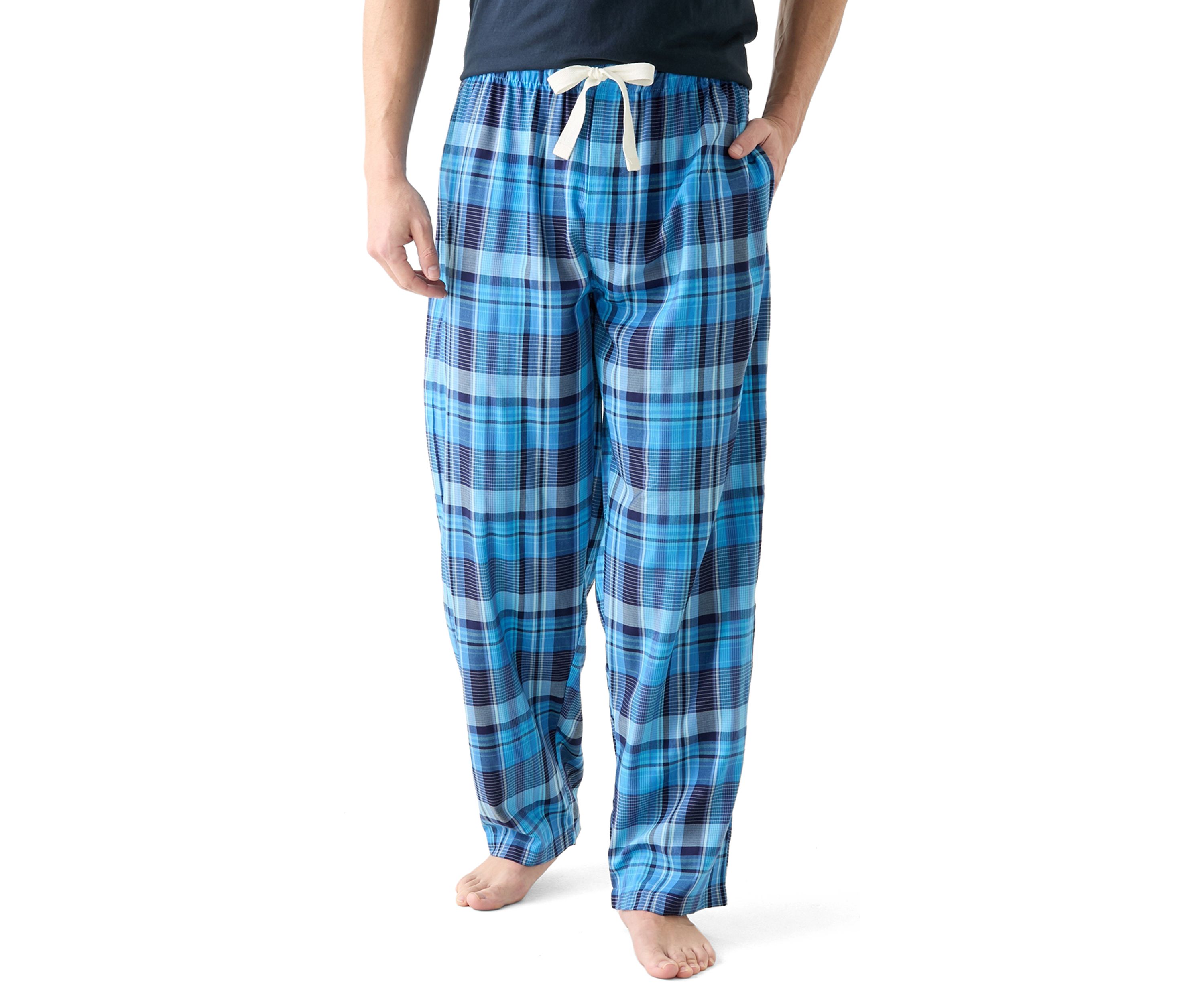 Blue Plaid Woven Pajama Pants