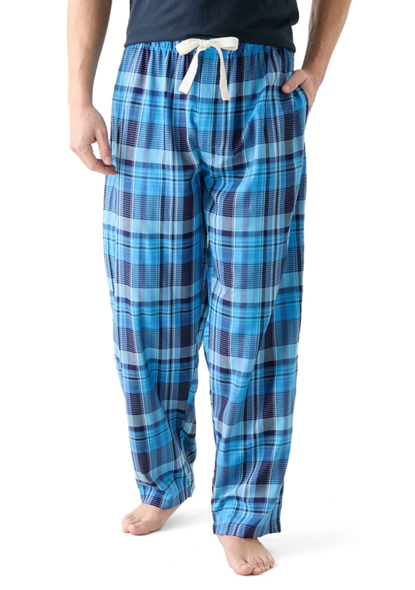 Blue Plaid Woven Pajama Pants