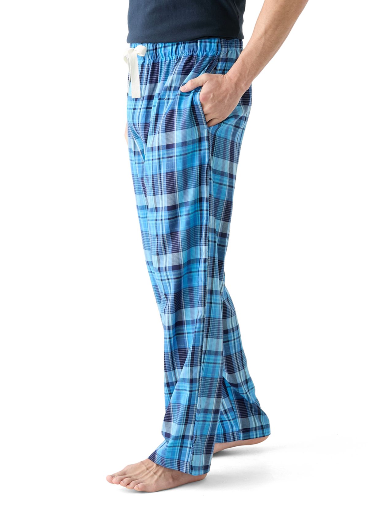 Blue Plaid Woven Pajama Pants
