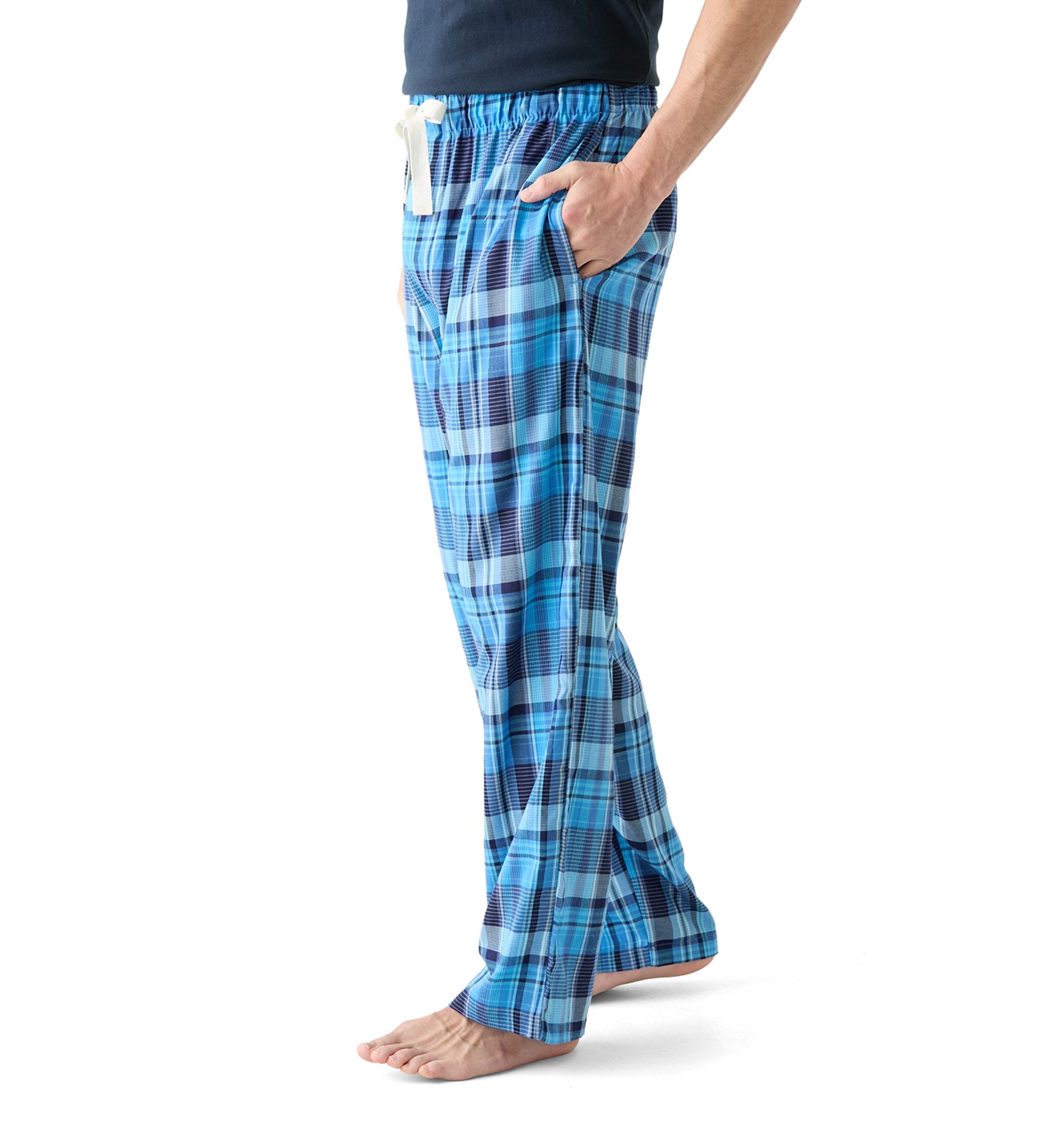 Blue Plaid Woven Pajama Pants