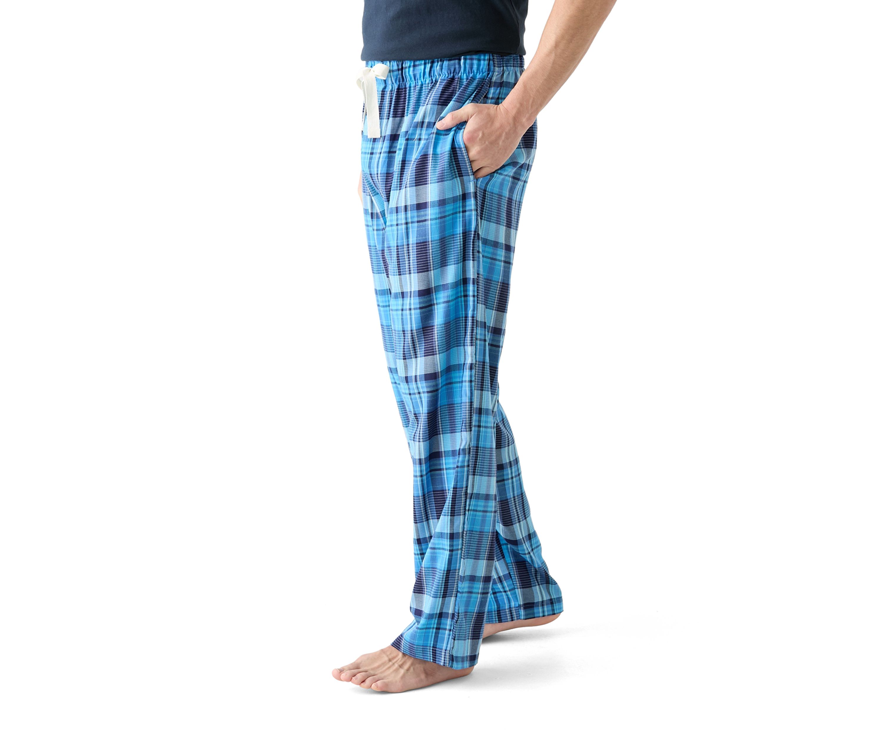 Blue Plaid Woven Pajama Pants