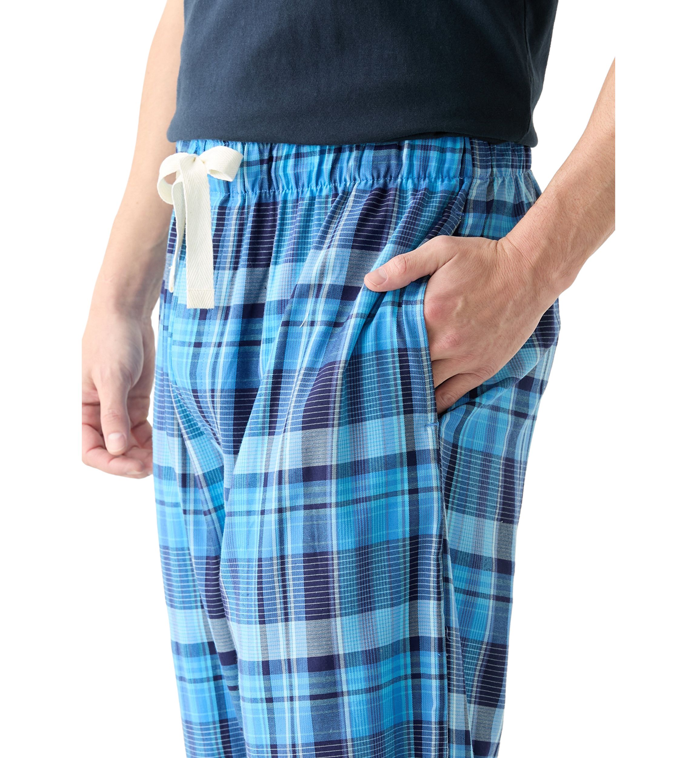 Blue Plaid Woven Pajama Pants