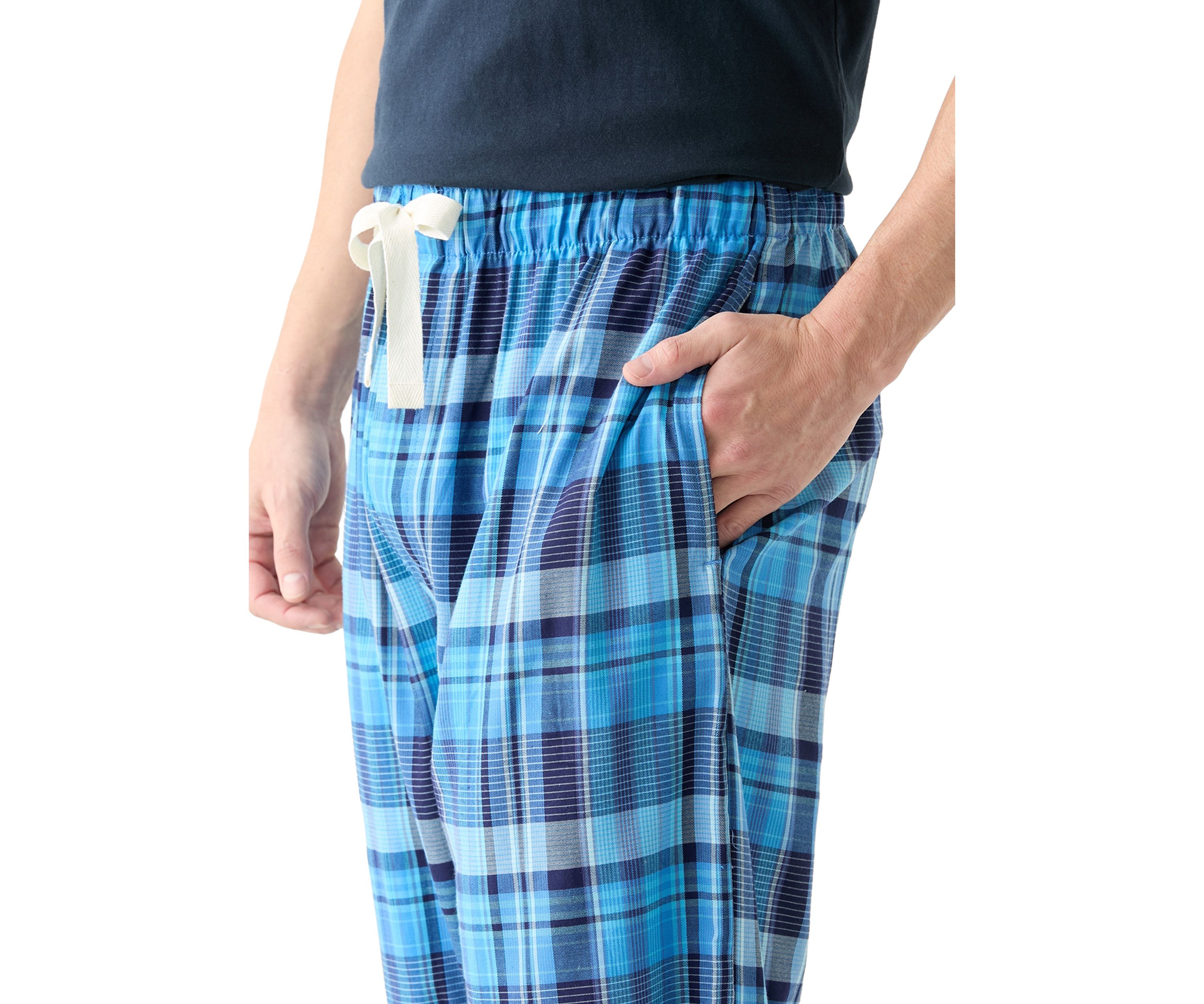 Blue Plaid Woven Pajama Pants
