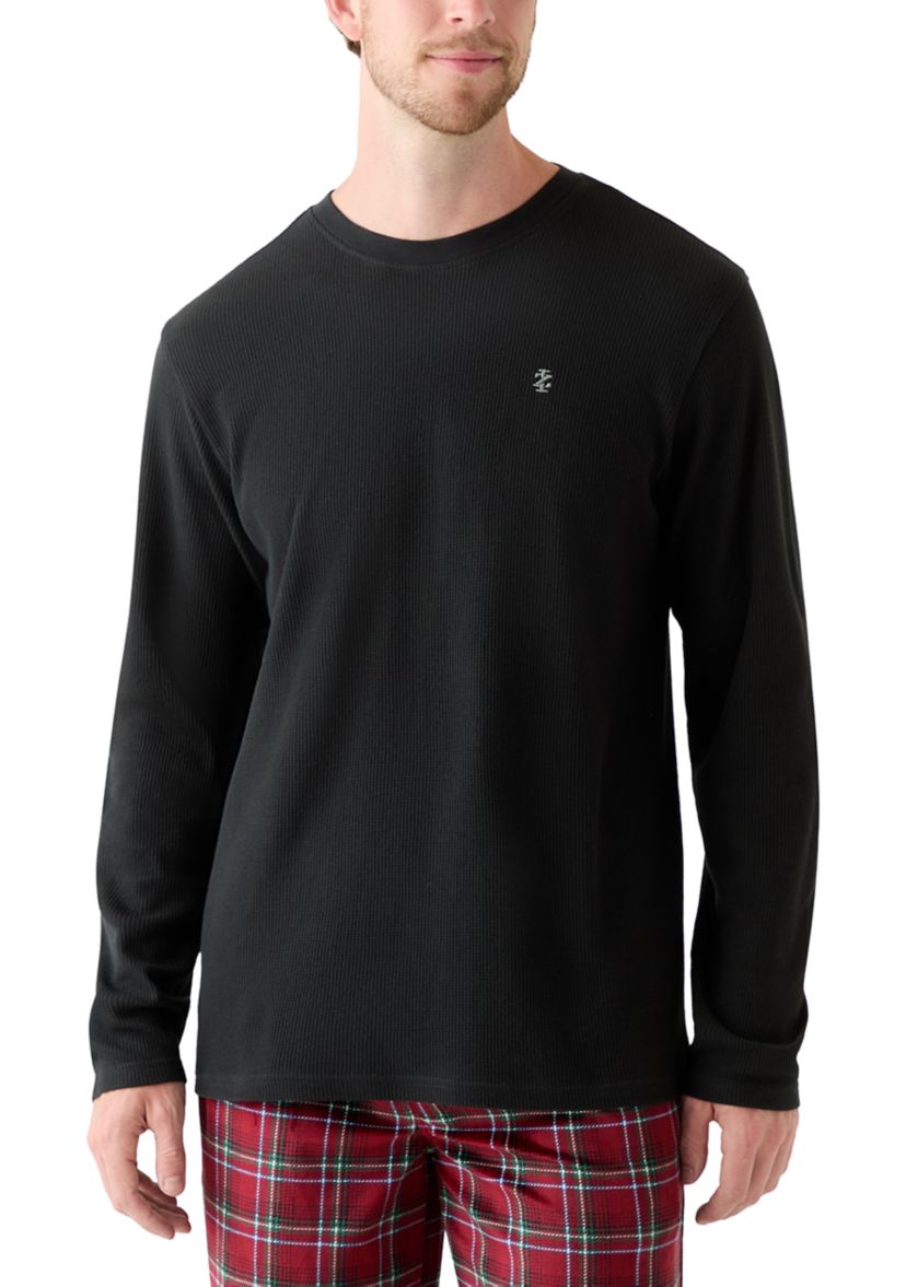 Waffle Knit Long Sleeve Sleep Shirt 