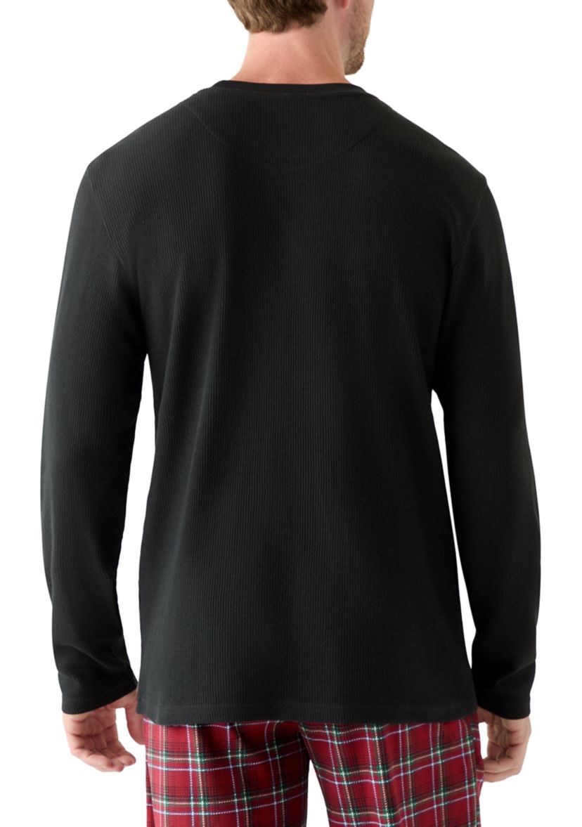 Waffle Knit Long Sleeve Sleep Shirt 