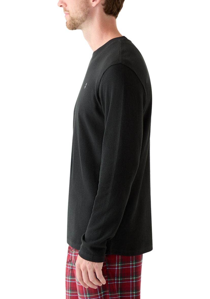 Waffle Knit Long Sleeve Sleep Shirt 