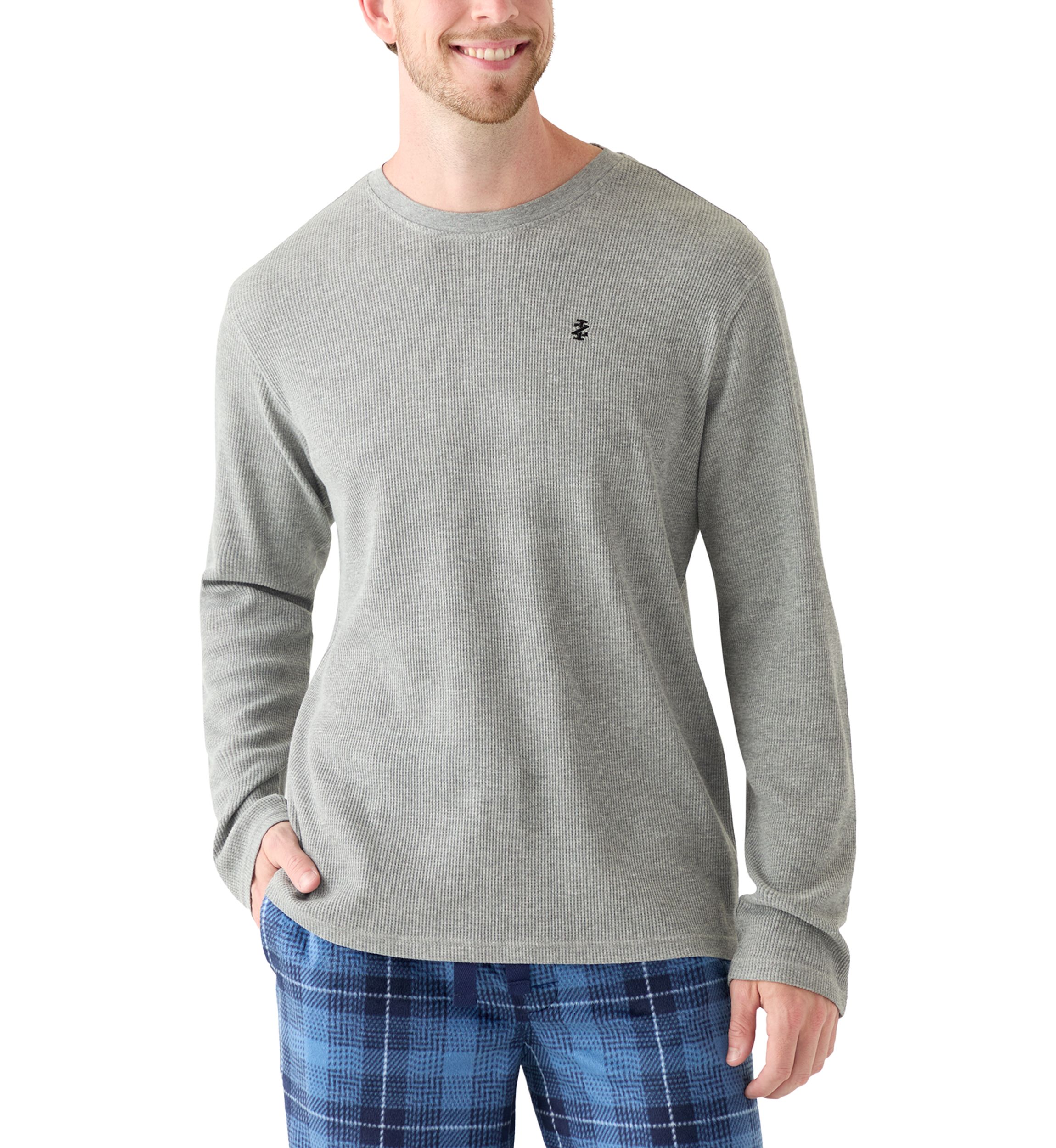  Waffle Knit Long Sleeve Sleep Shirt 