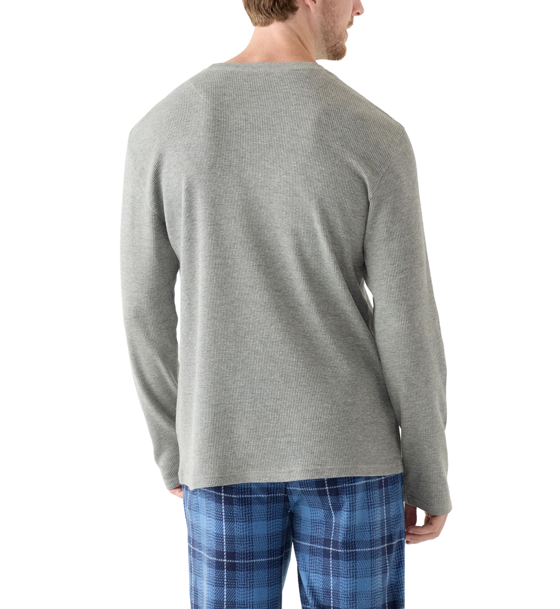  Waffle Knit Long Sleeve Sleep Shirt 