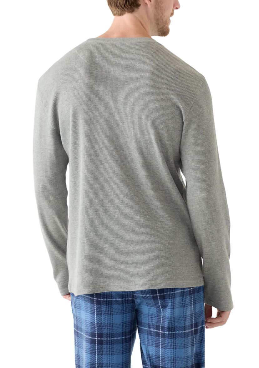  Waffle Knit Long Sleeve Sleep Shirt 