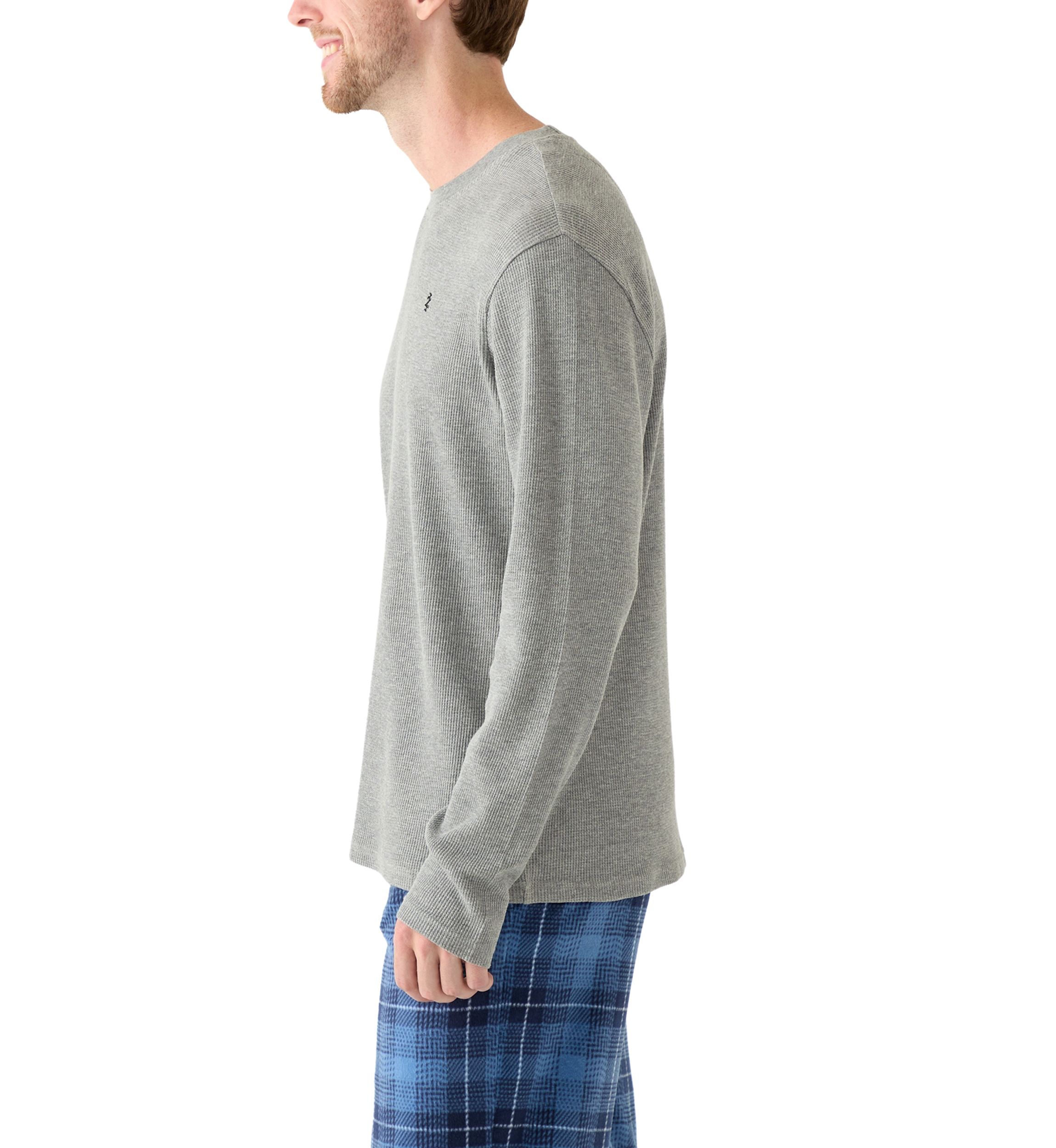  Waffle Knit Long Sleeve Sleep Shirt 