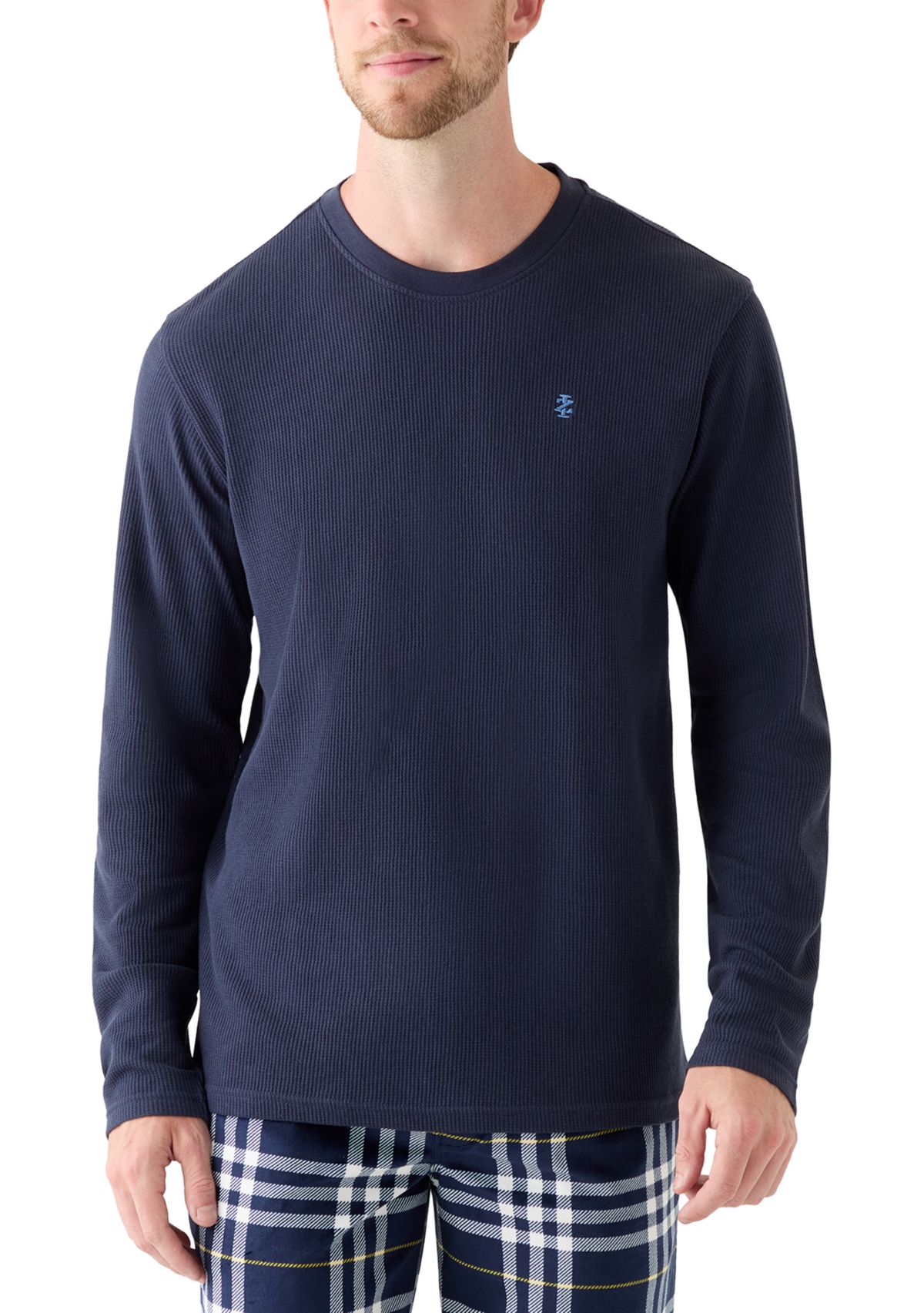 Waffle Knit Long Sleeve Sleep Shirt 