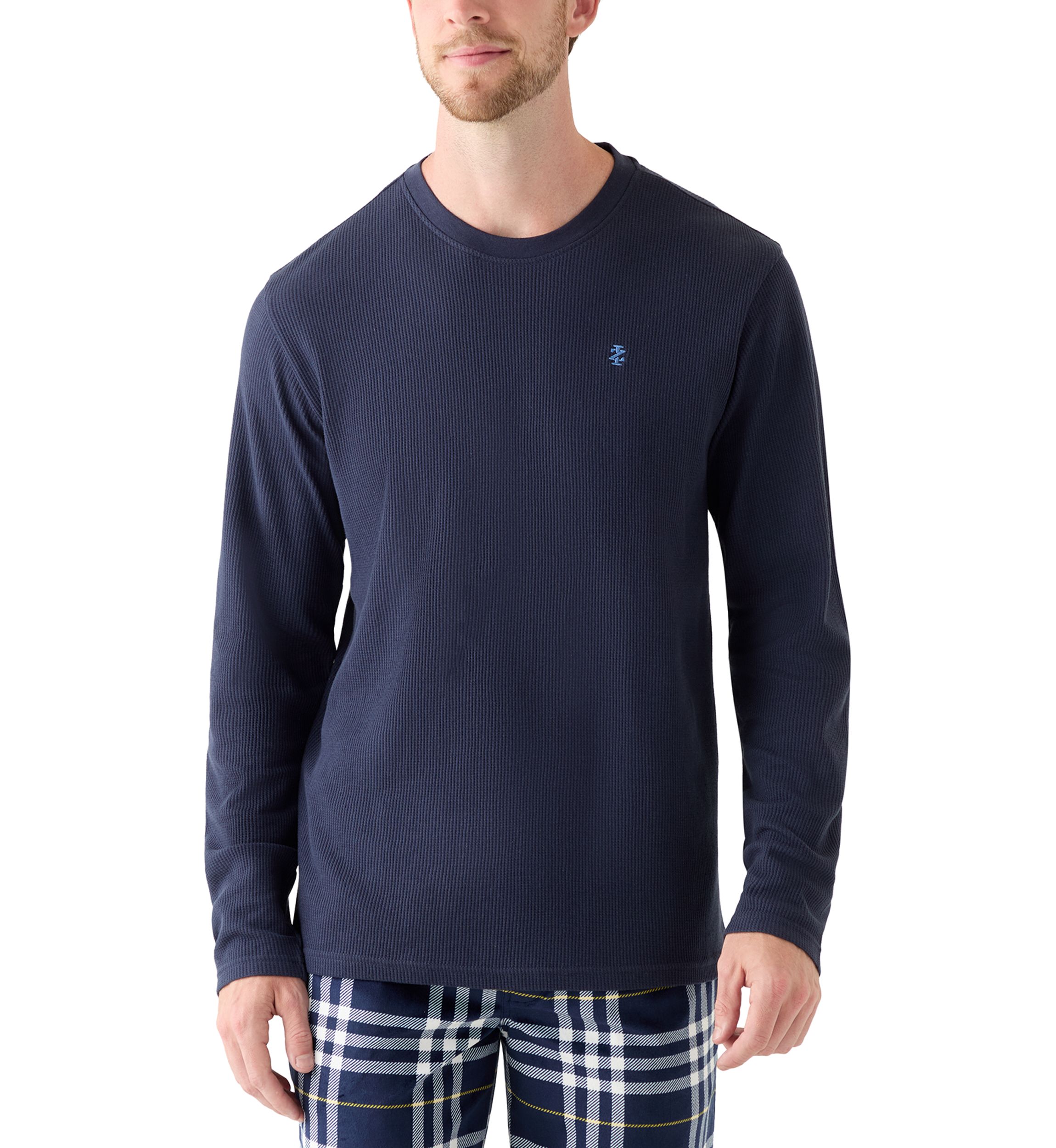 Waffle Knit Long Sleeve Sleep Shirt 