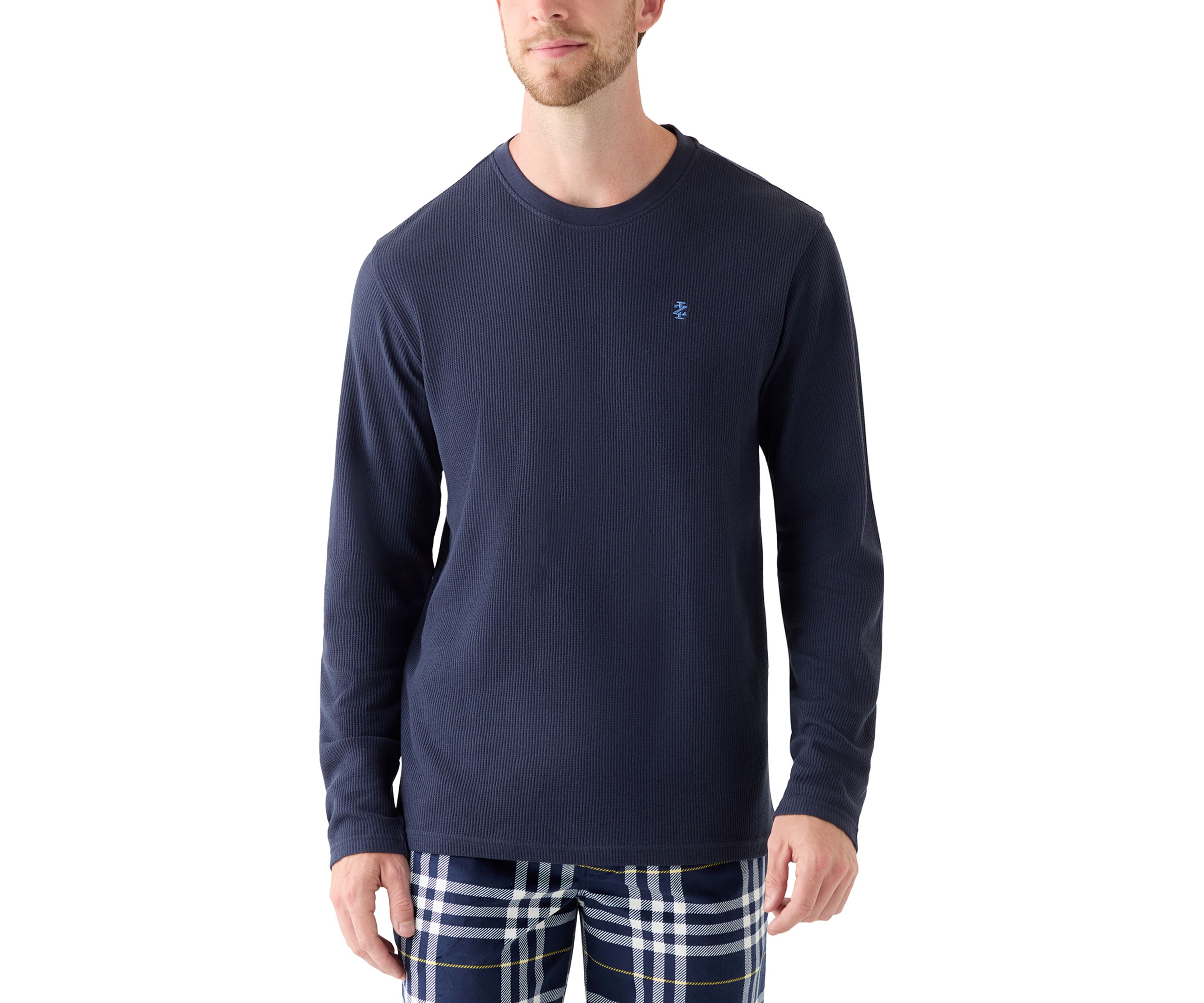 Waffle Knit Long Sleeve Sleep Shirt 