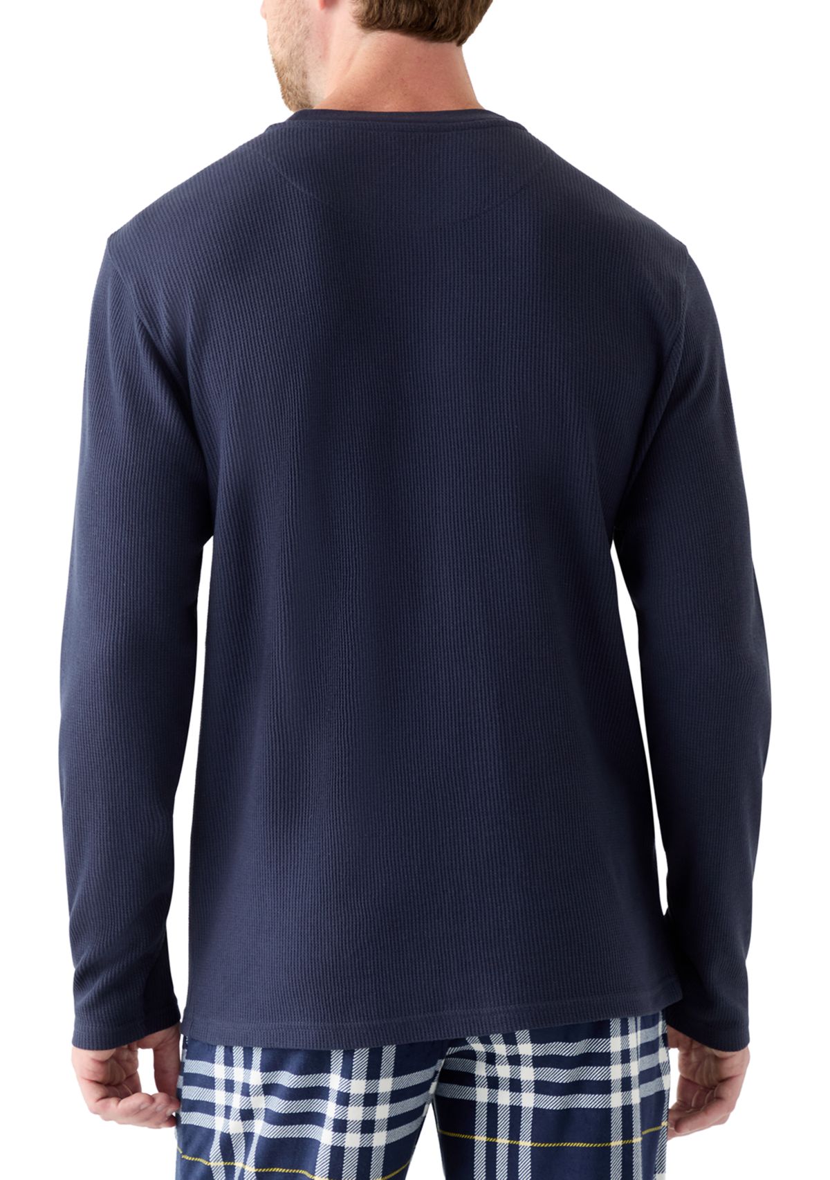 Waffle Knit Long Sleeve Sleep Shirt 