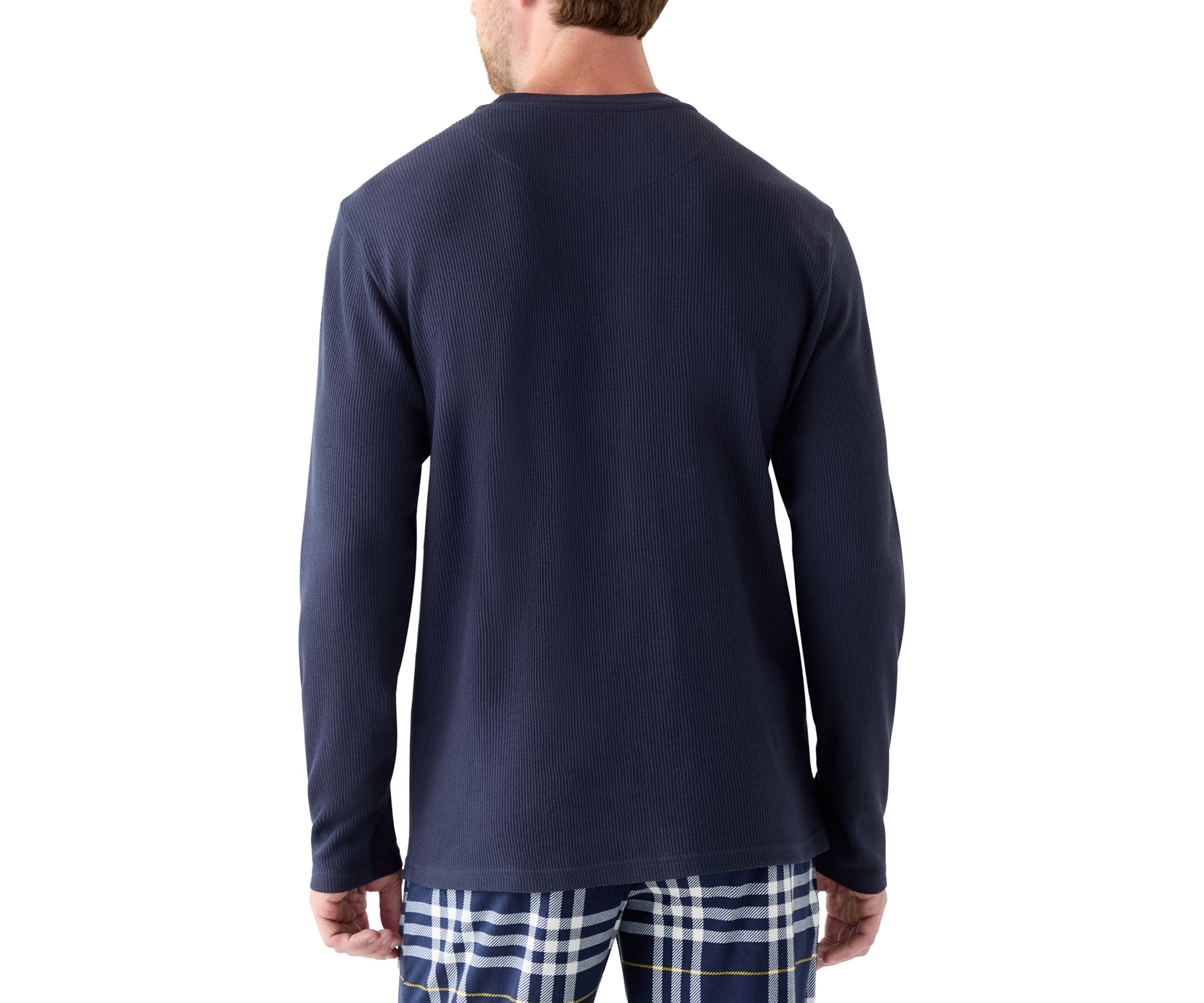 Waffle Knit Long Sleeve Sleep Shirt 