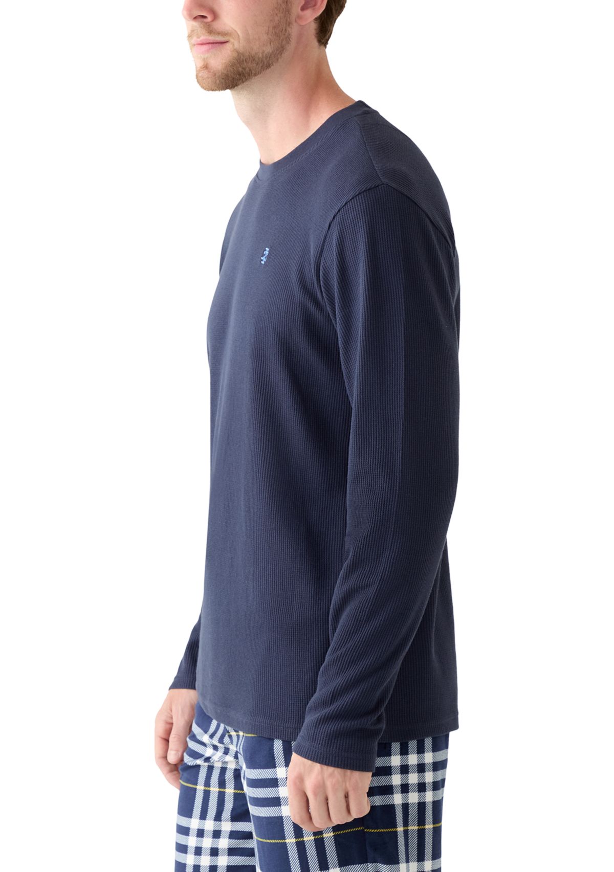 Waffle Knit Long Sleeve Sleep Shirt 