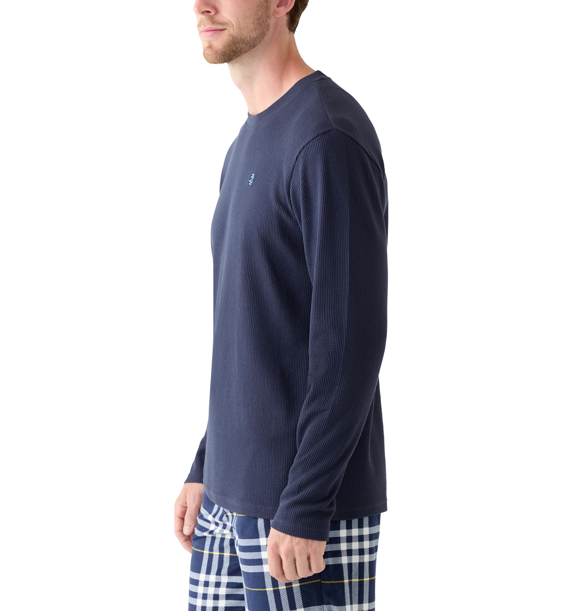 Waffle Knit Long Sleeve Sleep Shirt 