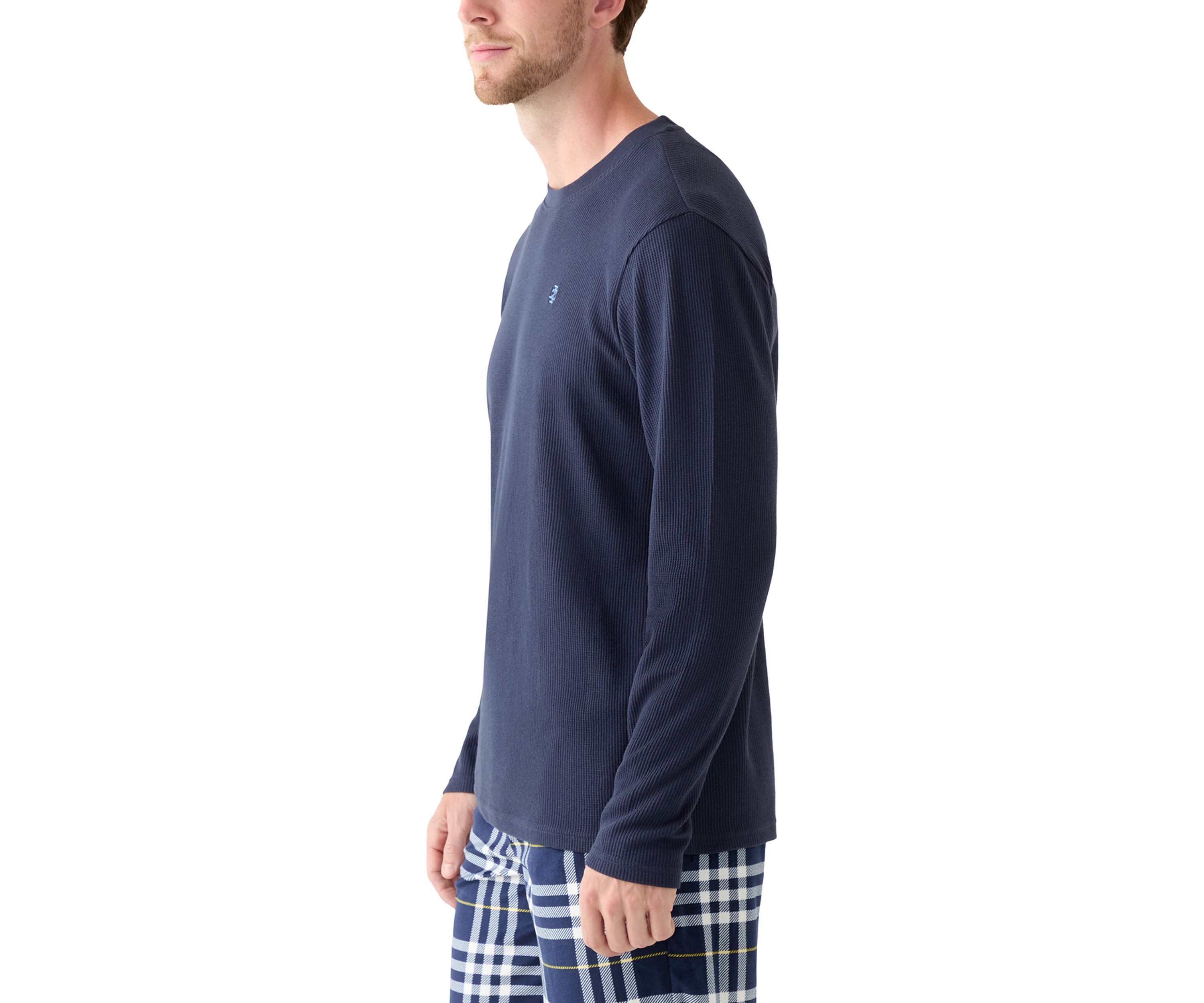 Waffle Knit Long Sleeve Sleep Shirt 