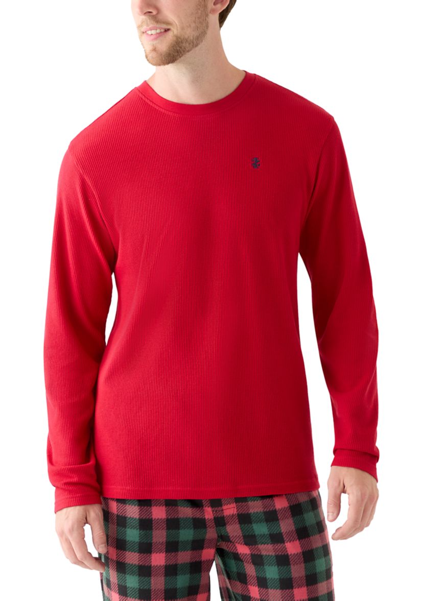 Waffle Knit Long Sleeve Sleep Shirt 