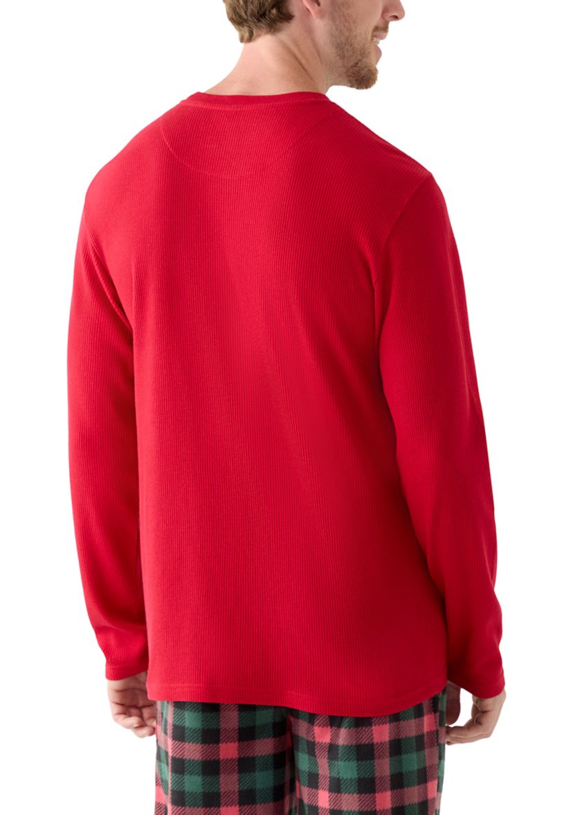 Waffle Knit Long Sleeve Sleep Shirt 