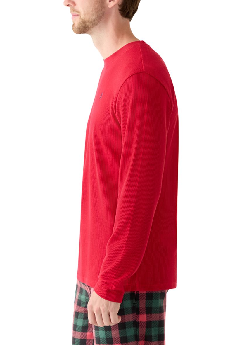 Waffle Knit Long Sleeve Sleep Shirt 