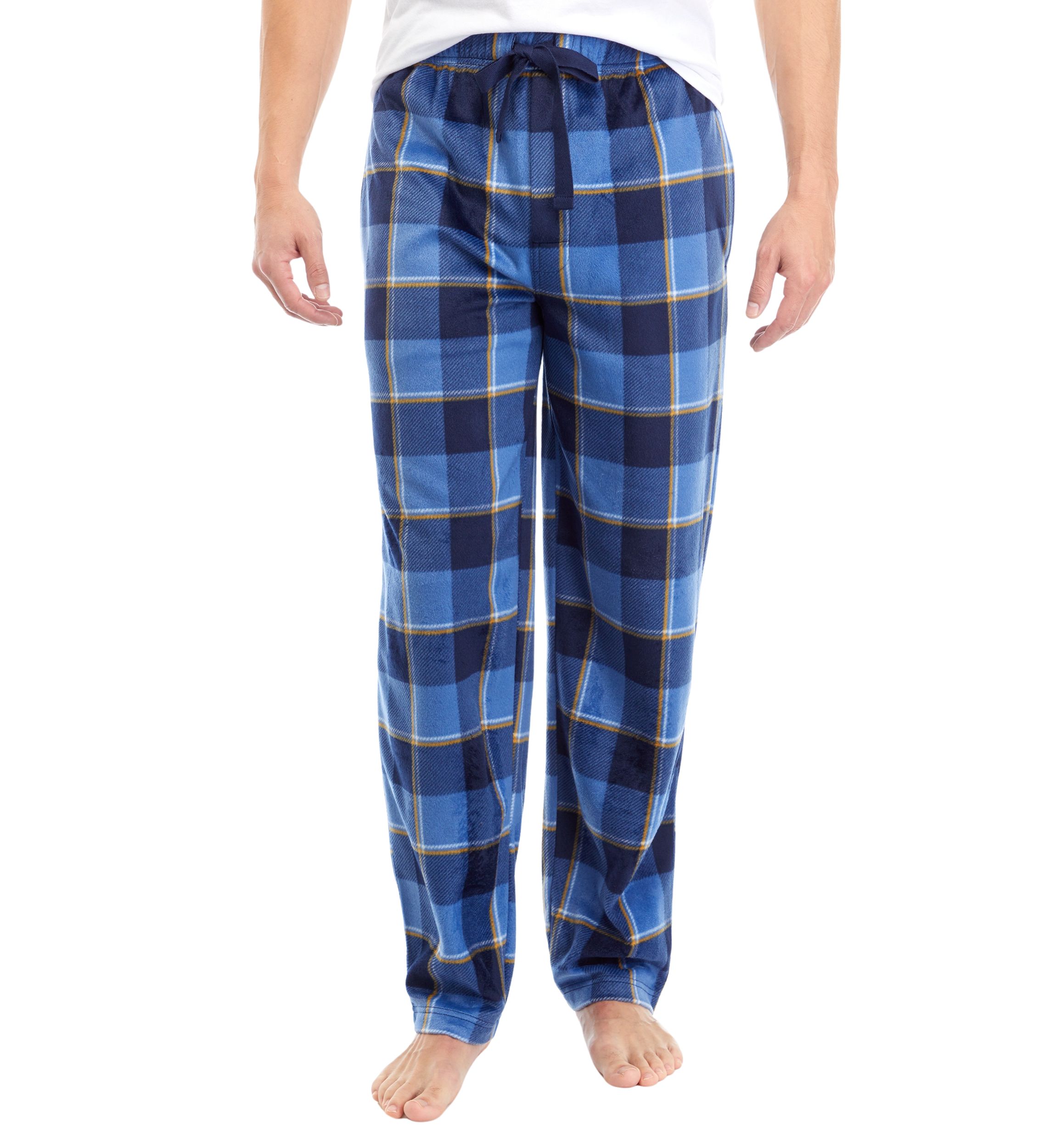 Blue Check Sueded Fleece Pants