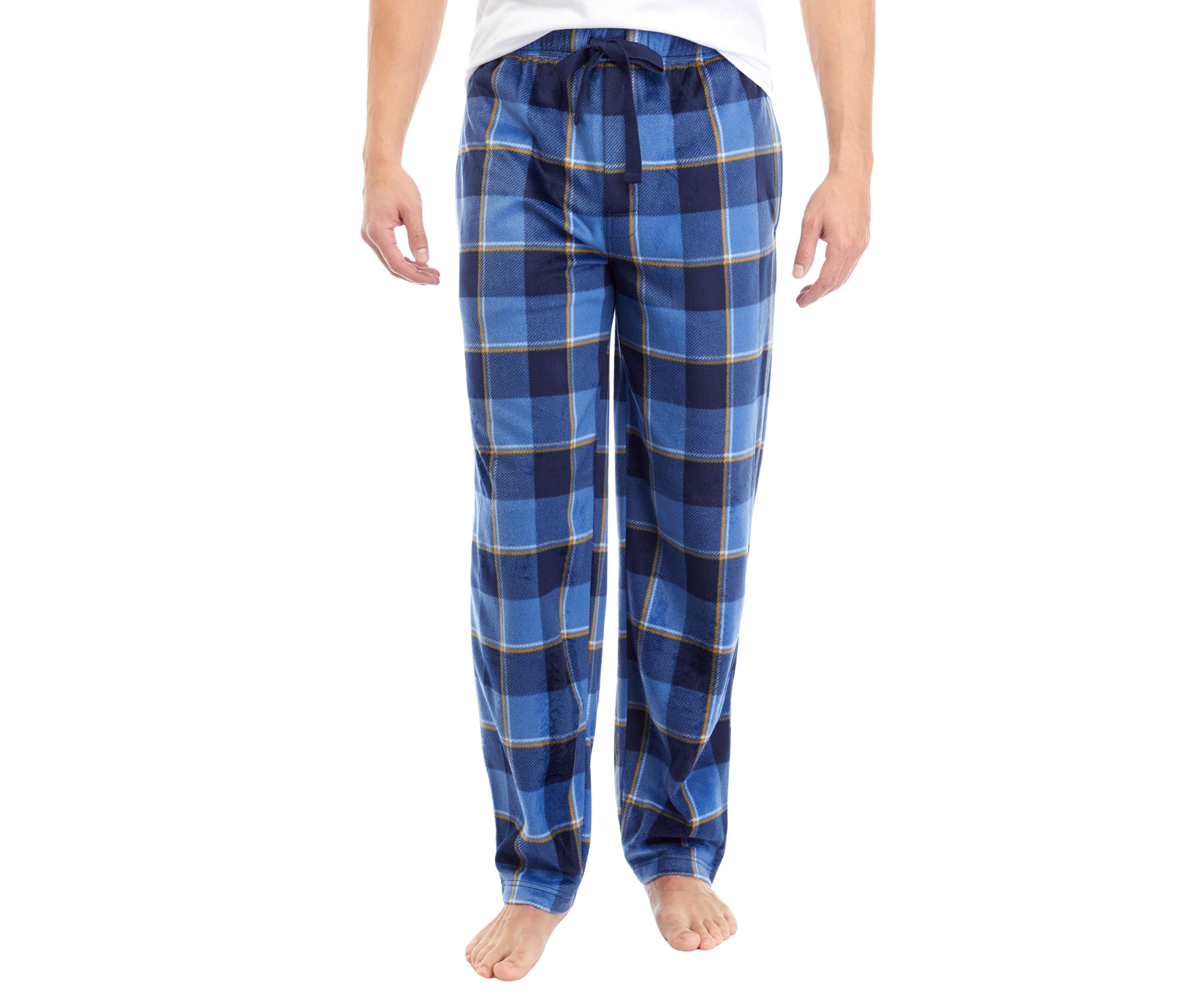 Blue Check Sueded Fleece Pants