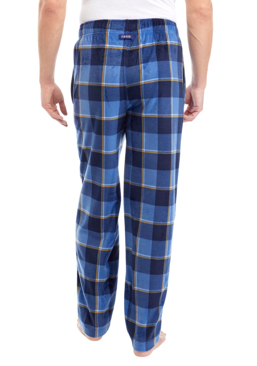 Blue Check Sueded Fleece Pants
