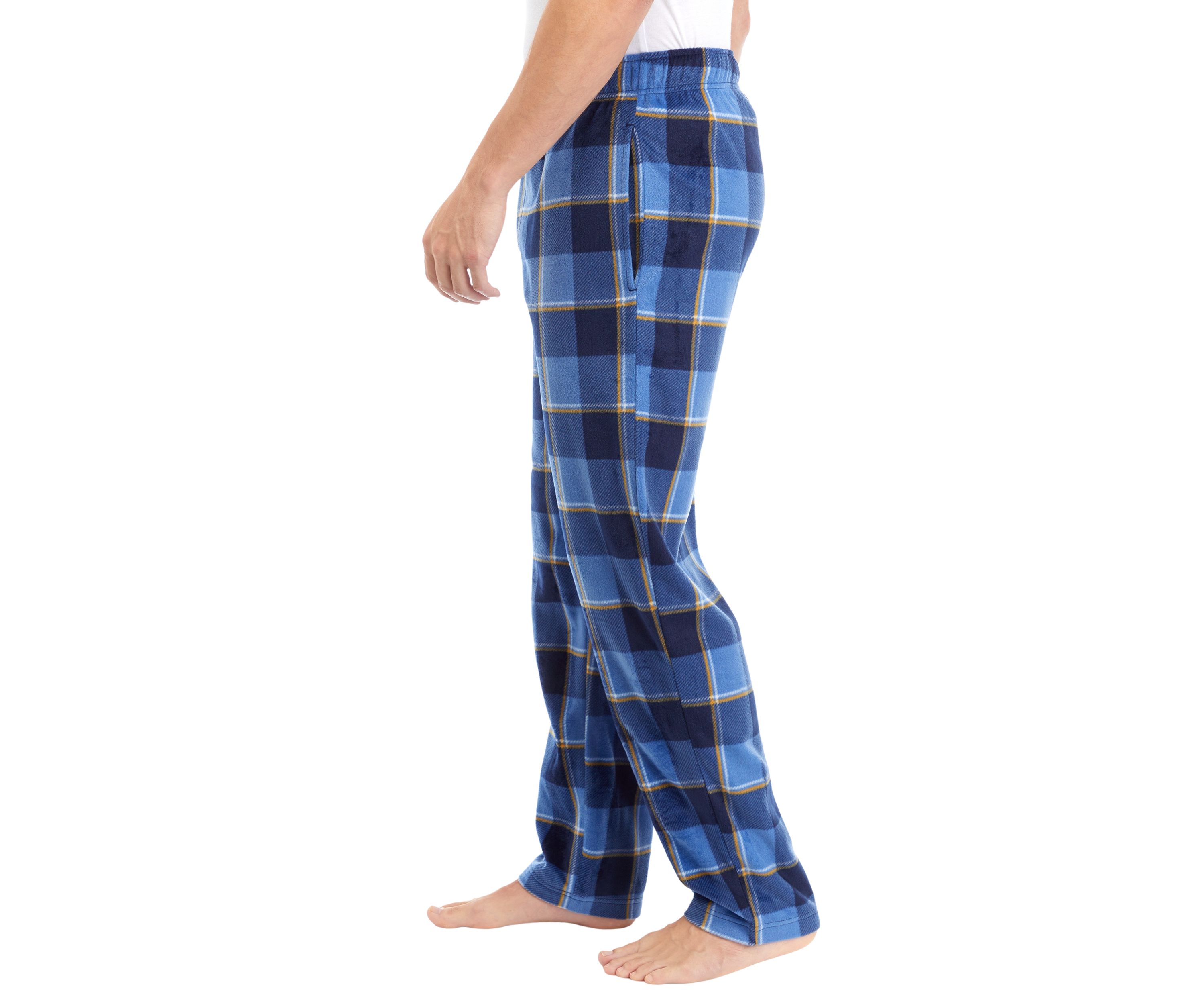Blue Check Sueded Fleece Pants