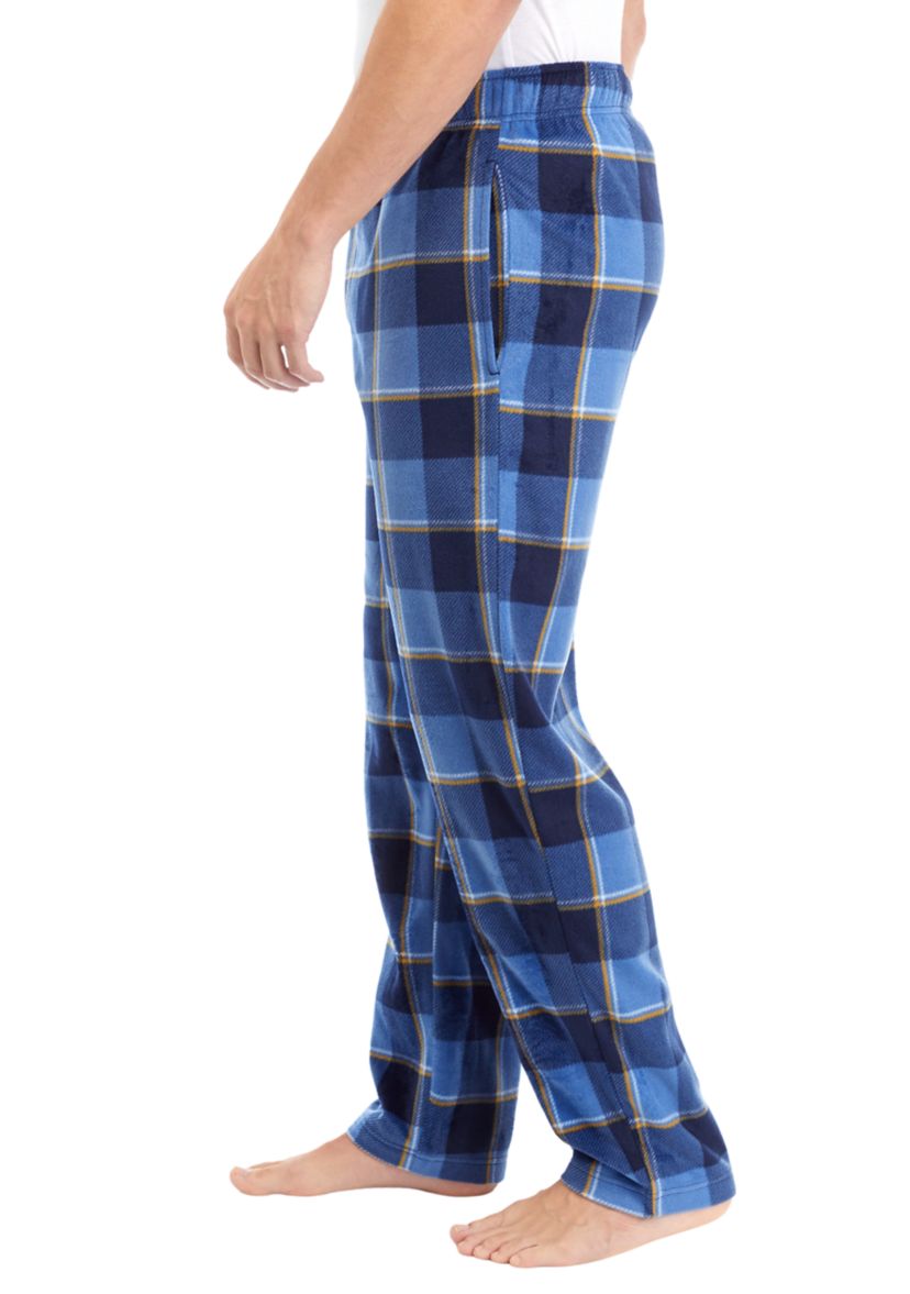 Blue Check Sueded Fleece Pants