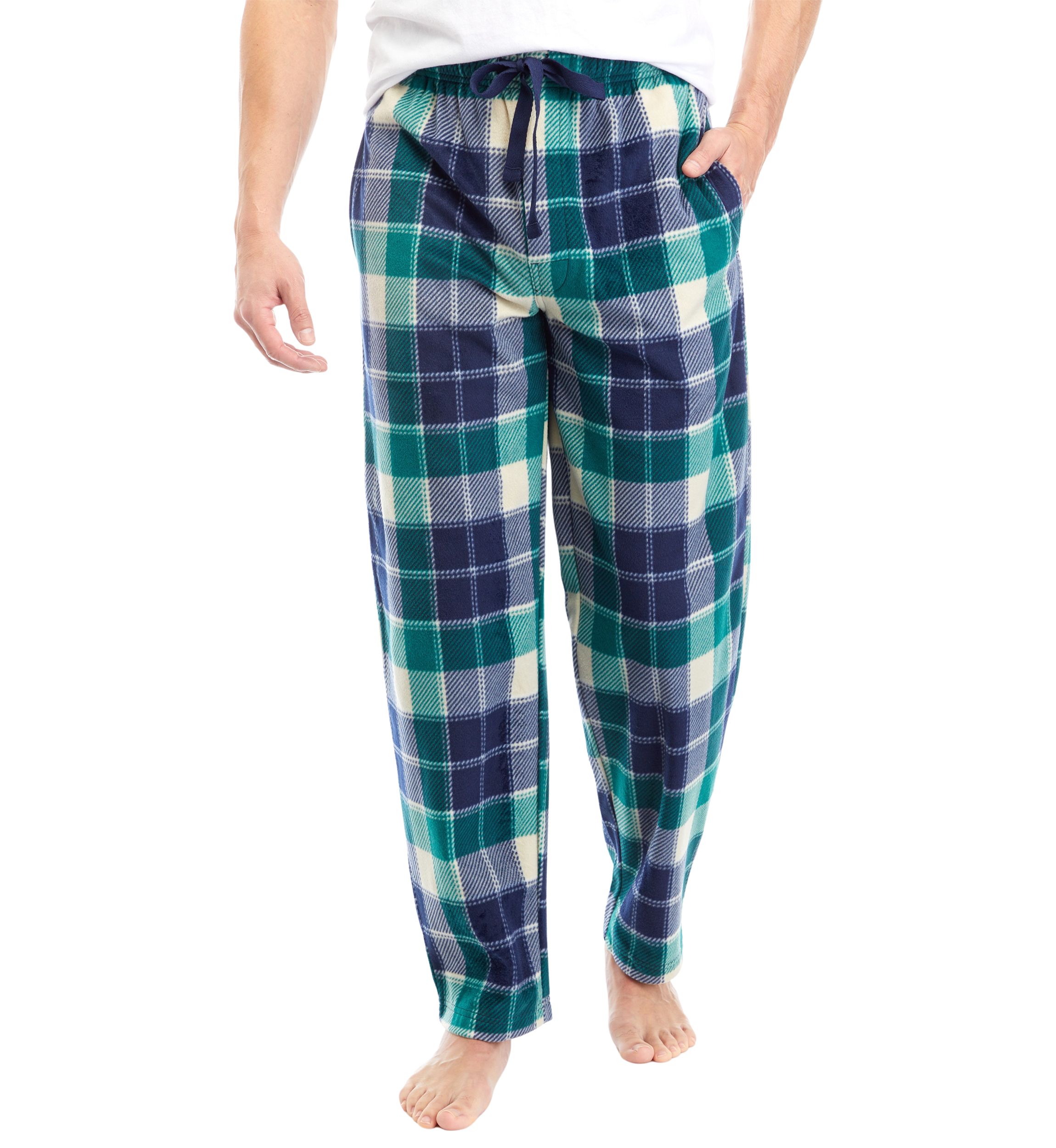 Green Check Sueded Fleece Pants
