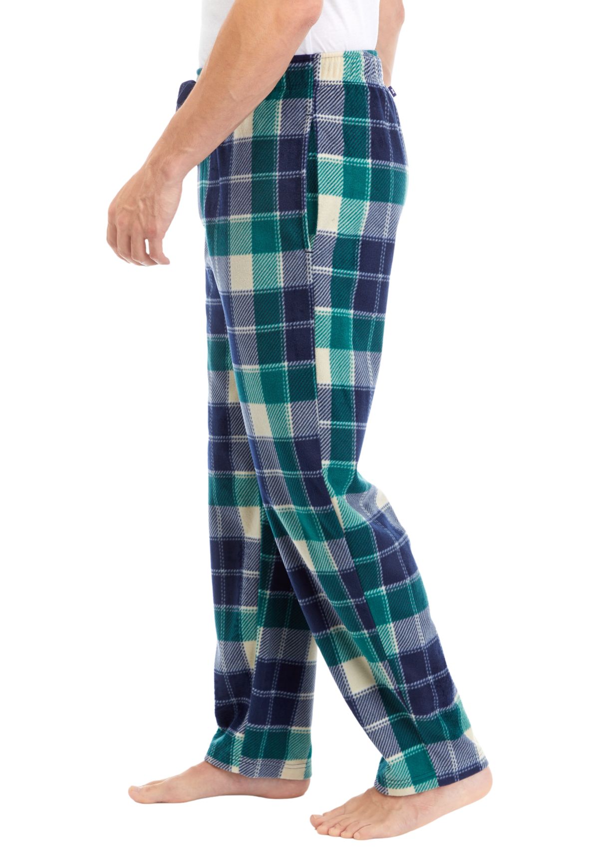Green Check Sueded Fleece Pants